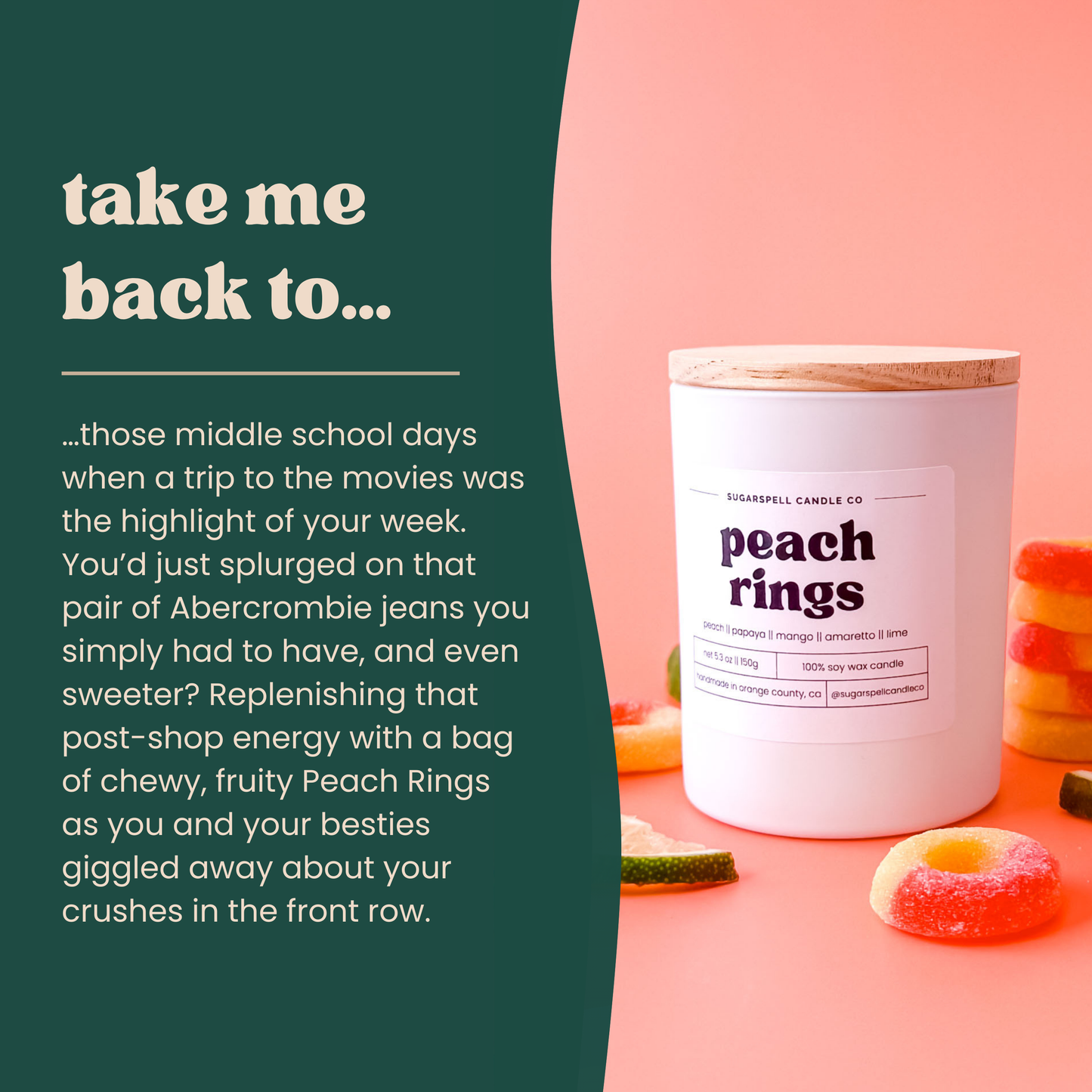 Peach Rings 5.3oz Soy Candle