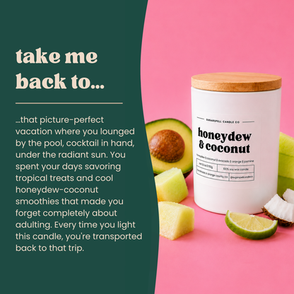 The refreshing tropical story behind the handmade Honeydew & Coconut candle