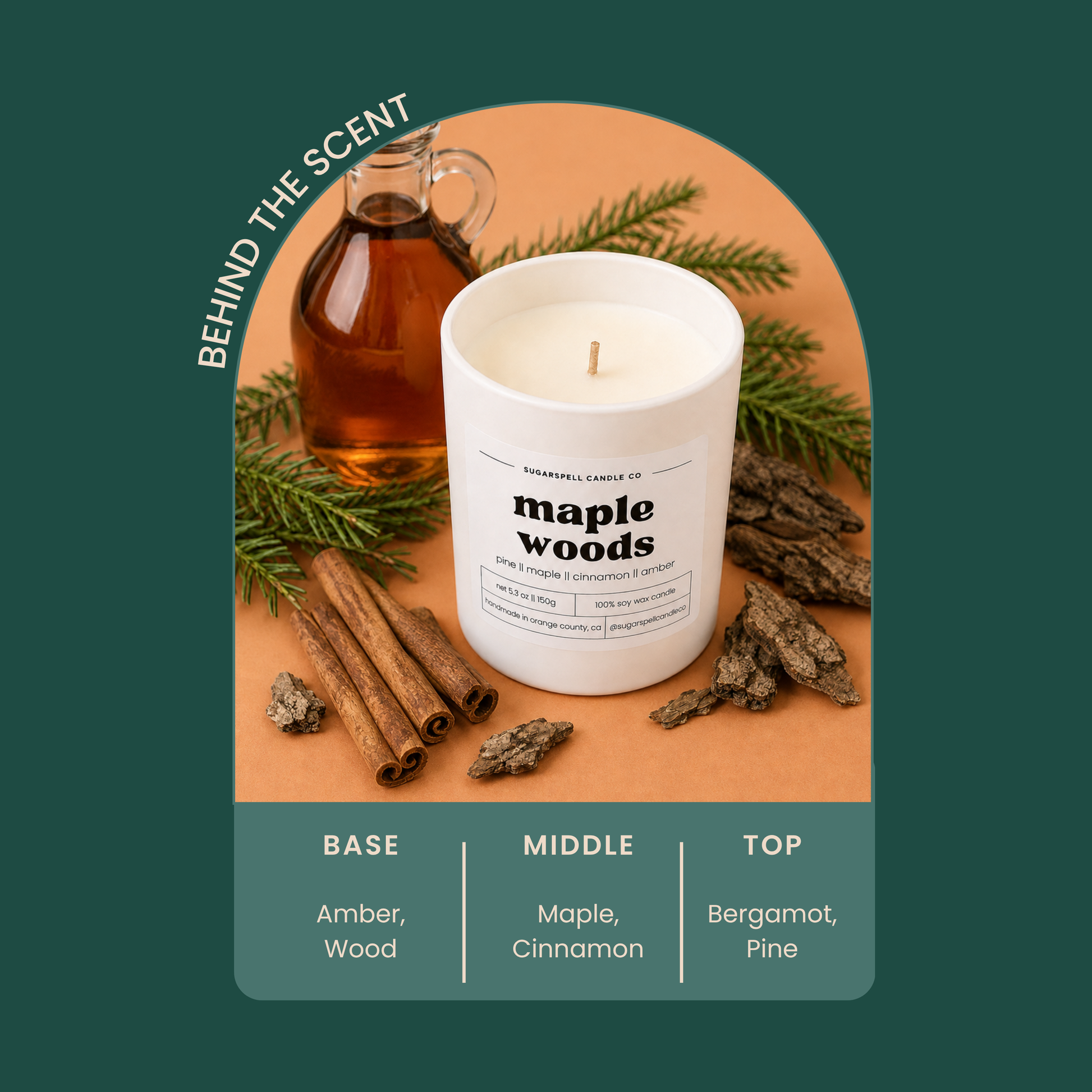 Handmade Maple Woods candle scent profile and fragrance notes