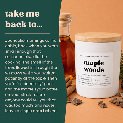 The cabin pancake morning story behind the handmade Maple Woods candle