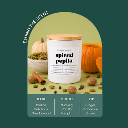Handmade Spiced Pepita candle scent profile and fragrance notes